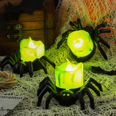Halloween LED Kürbislampe mit Spinne | Warmweißes Licht | Batteriebetrieben & Sicher | Deko für Innen & Außen