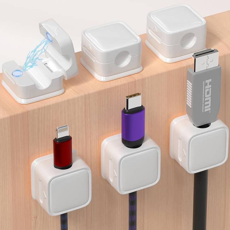 Kabel Organisator Hub | Magnetischer Kabelhalter | Selbstklebend für Schreibtisch & Wand