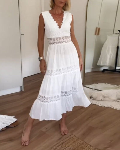 Quenby™ - Spitzen V-Ausschnitt Cami Kleid