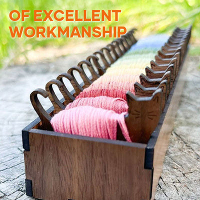 Holz Garnspulen Set | 15 Hasen Spulen + Organizer-Box | Stickgarn Aufbewahrung