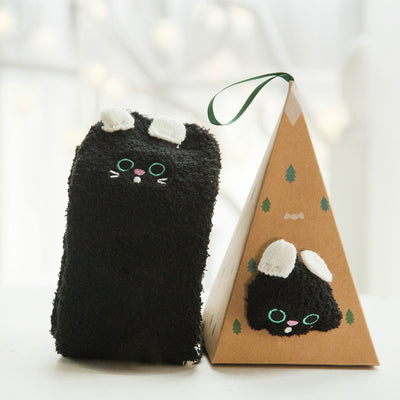 Weihnachts-Socken im Geschenkbox-Design | Flauschige Haus- & Kuschelsocken | Universalgröße