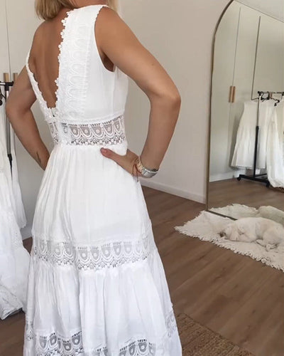 Quenby™ - Spitzen V-Ausschnitt Cami Kleid