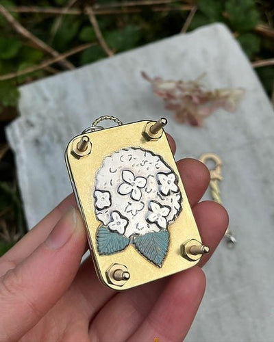 Mikro-Blumenpresse | Handgefertigt aus Silber & Messing | Inkl. 10 Blätter Herbarium-Papier