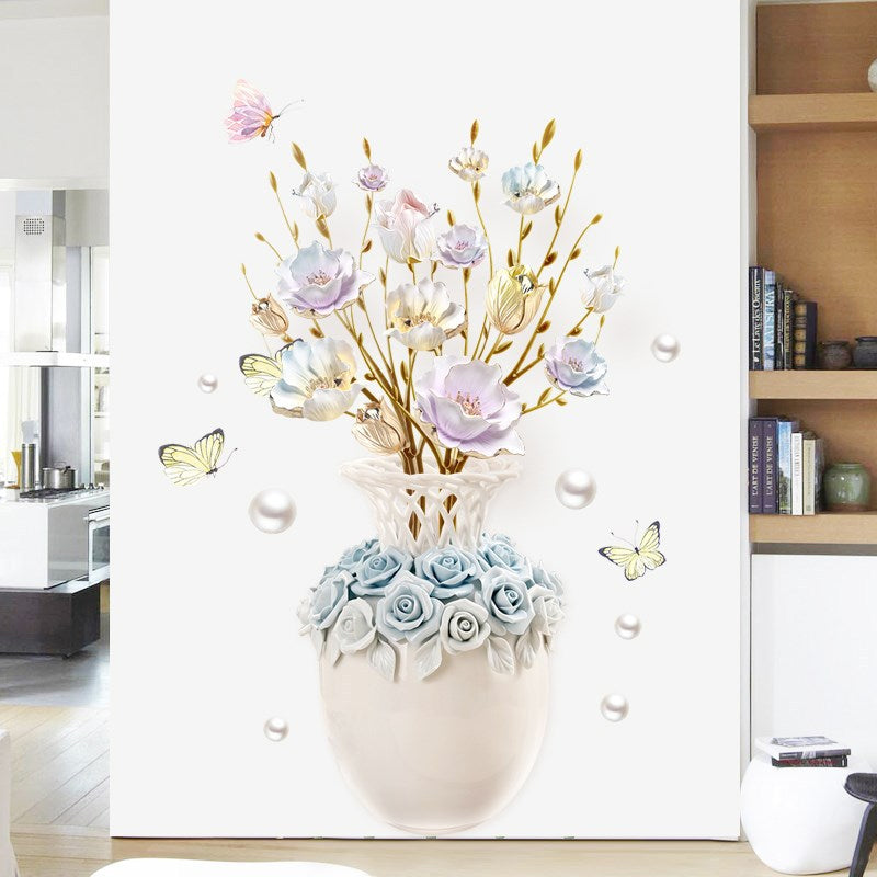 Blume Kreative Wanddekoration | 3D Effekt | Selbstklebend & Wiederverwendbar | PVC Wandsticker Set
