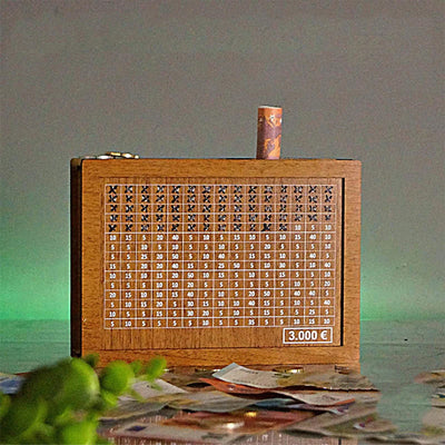 MünzTresor™ Sparschwein aus Holz mit Zähler
