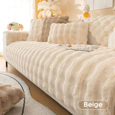Sofaüberwurf aus Plüsch | Rutschfest | Dickes Kaninchenfell-Design | Waschbar & Weich