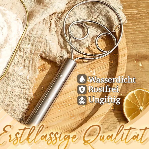 Edelstahl-Teigrührer | Ergonomischer Griff | Für Brot-, Pizza- & Kuchenteig