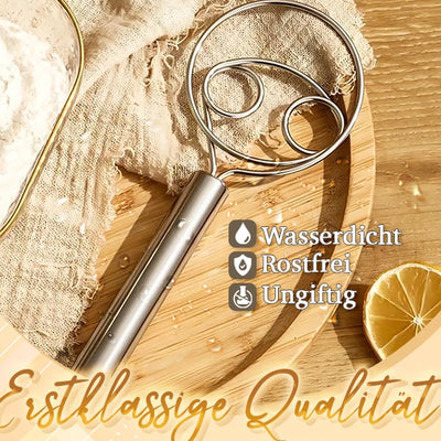 Edelstahl-Teigrührer | Ergonomischer Griff | Für Brot-, Pizza- & Kuchenteig