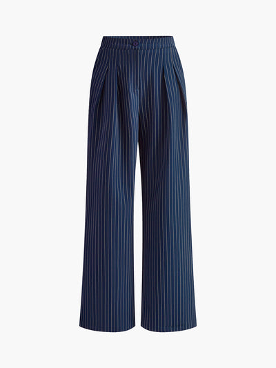 Isalie | Chic Nadelstreifen Plissee Design Damenhosen
