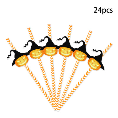SchrecklicheStrohhalme™ Halloween Horror Papierstrohhalme (24 Stück)