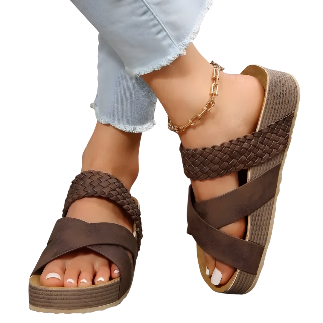 Damen Plateausandalen | Verstellbare Riemen & gepolstertes Fußbett | Rutschfeste Sohle