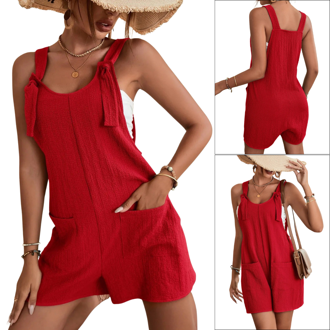 Damen Sommer Jumpsuit | Leicht & Atmungsaktiv | Verstellbare Träger | Mit Taschen