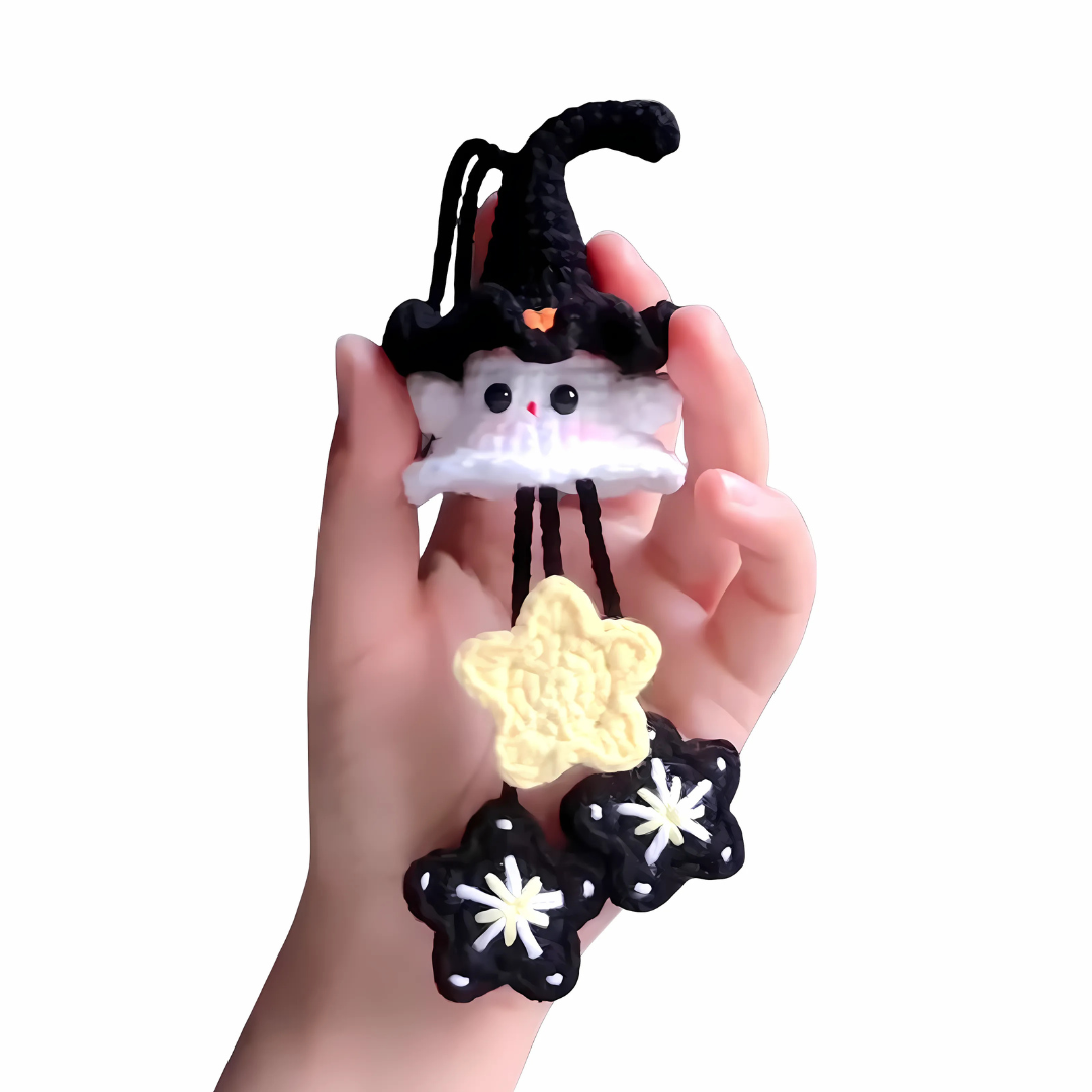 Halloween Häkelset  Geist mit Hexenhut | Komplett-Set für Anfänger & Profis | Garn, Haken & Zubehör