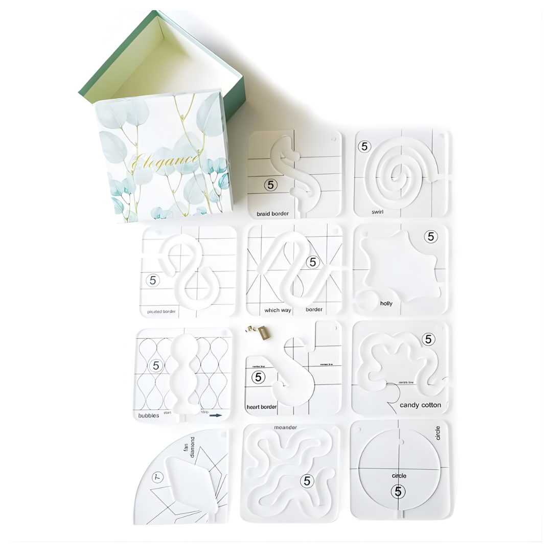 Quilt Schablonen-Lineal Set | 11 Acryl Nähvorlagen | Präzisions-Nähwerkzeug