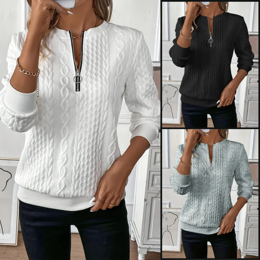 Jocelyn™ Bequemer Stil Vielseitigkeit Pullover | Weicher Damenpullover mit Reißverschluss | Warm & Modisch