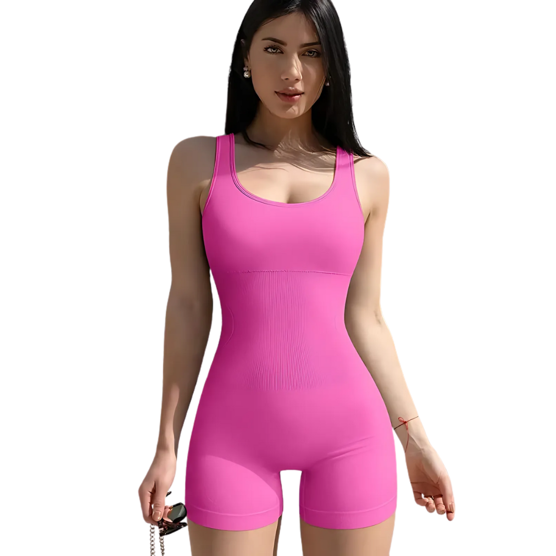 Romper Jumpsuit Damen | Figurbetonend & Elastisch | Ärmelos mit Eck-Dekolleté | Viele Farben