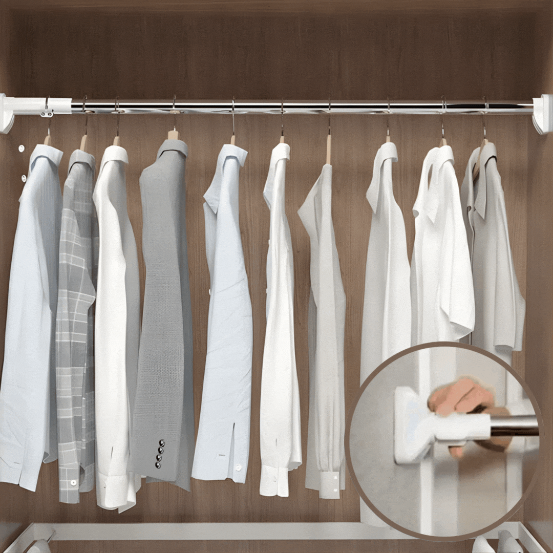 Wandgemonteerde Kledinghanger | Uitschuifbaar & Sterk | Installatie Zonder Boren | Metaal