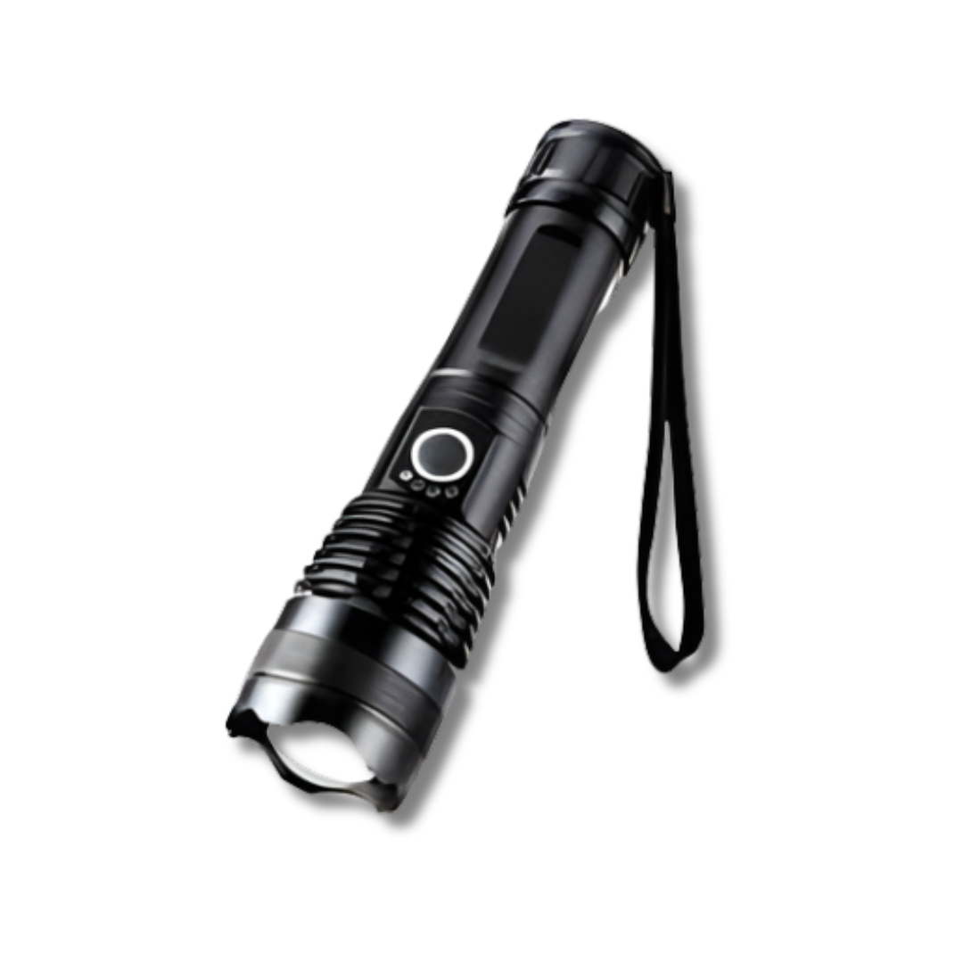 HellerStreik™ LED-Taschenlampe | 12000 Lumen Superhell | Zoombar, 5 Modi & Wasserdicht