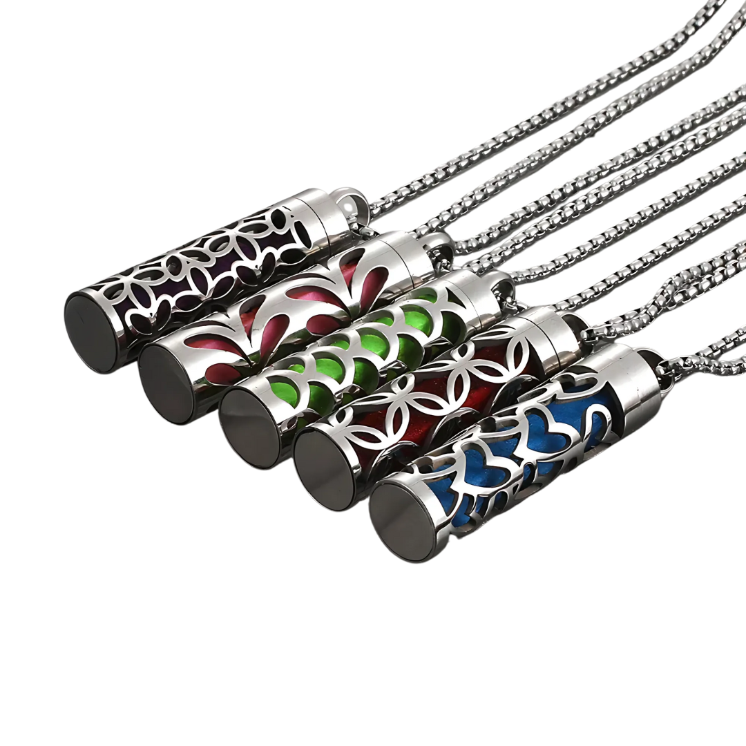 1+1 Gratis | Damen Duft Halskette mit Anhänger | Edelstahl hypoallergen | Mit Duft-Pads | 60 cm verstellbar