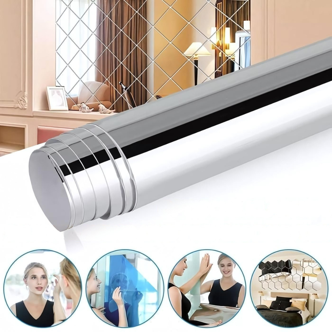 Spiegel Folien Set | Flexible PET Spiegelfliesen | Selbstklebend, Bruchsicher & Leicht