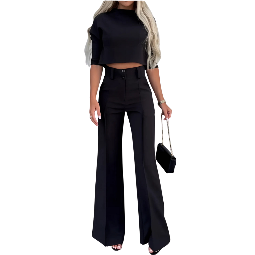 Damen Anzug Set | Blazer Jacke & Hohe Taille Hose | Elegantes Zweiteiler Outfit
