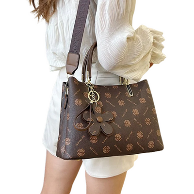 Vintage Handtasche für Damen | Blumendruck | PU-Leder