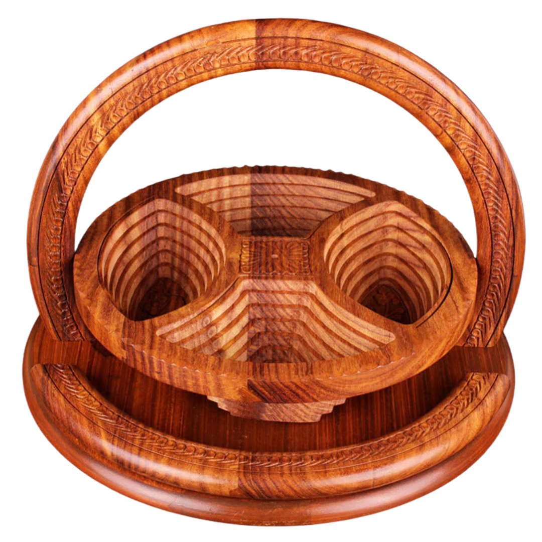 Obstschale aus Holz | Handgeschnitzt | Tragbarer Obstkorb