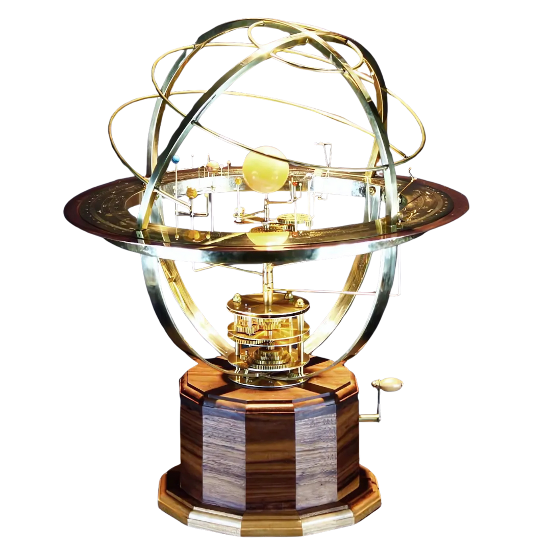 Sonnensystem Modell | 9 Planeten & 28 Monde | Messing, Halbedelstein & Holz