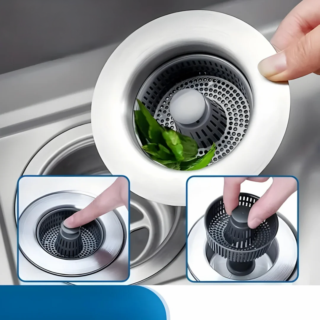 Abflusssieb für Spüle | Edelstahl & ABS | Anti-Verstopfung & Geruchsschutz