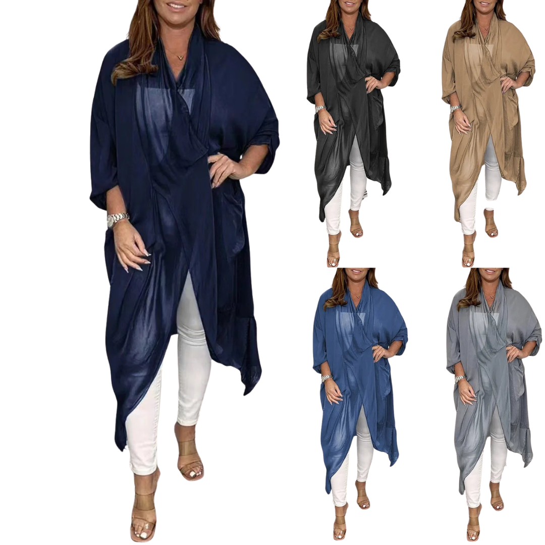 Damen V-Ausschnitt Bluse | Locker geschnitten | Seidig-glattes, atmungsaktives Material | S–5XL