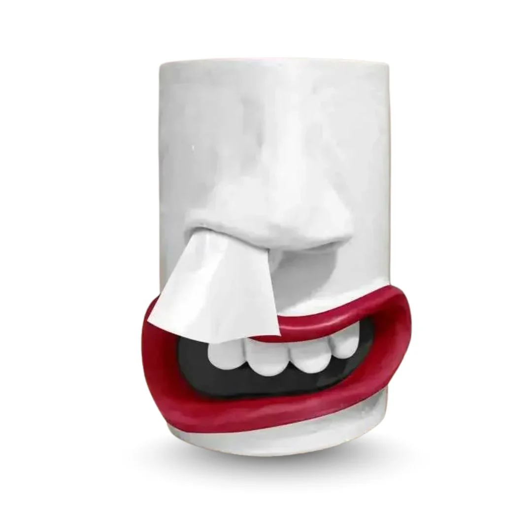 Taschentuchbox | Lustige Gesichtsform mit Nasen-Dispenser | Handgefertigte Deko & Geschenkidee