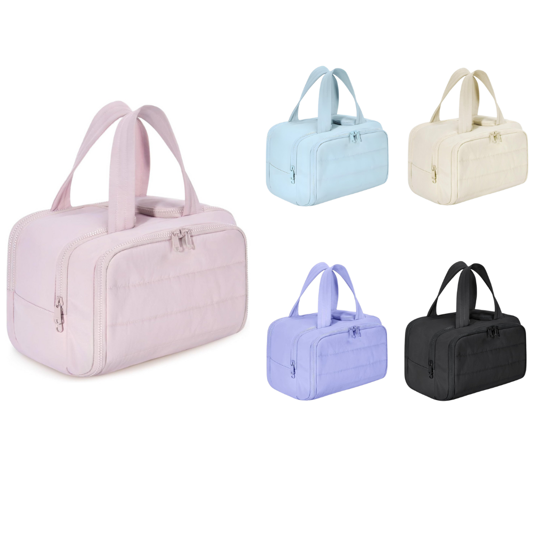 Damen Kulturtasche groß | Wasserdicht & Auslaufsicher | Leichtes Twill-Gewebe | 4 Fächer Reise-Organizer