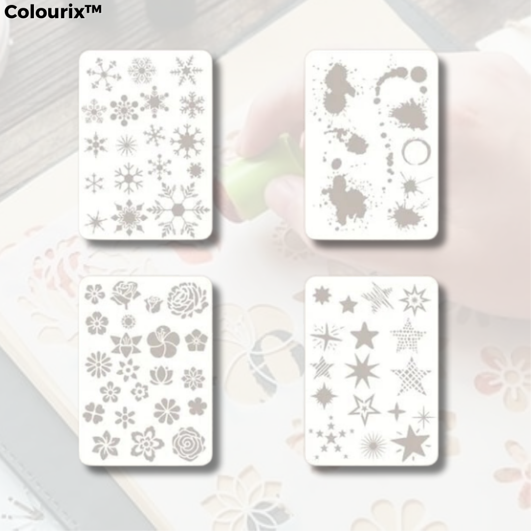 DIY Schwamm-Finger-Mal-Set | 20 Farben | Kinder Bastelset mit Schablonen & Stempelkissen