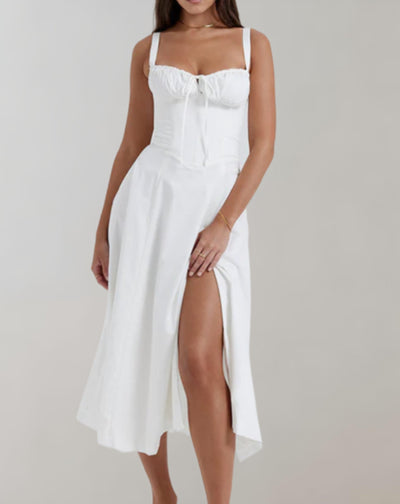 Midi-Kleid Mit Korsett Und Blumenmuster