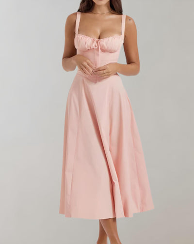 Midi-Kleid Mit Korsett Und Blumenmuster