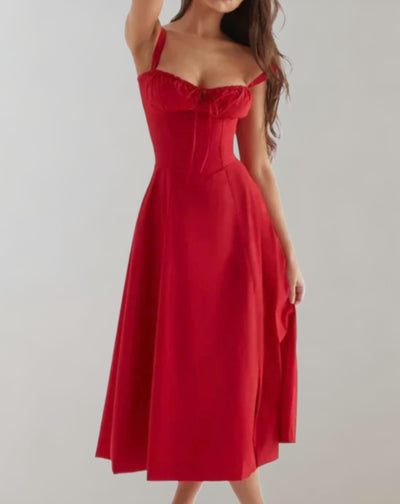 Midi-Kleid Mit Korsett Und Blumenmuster