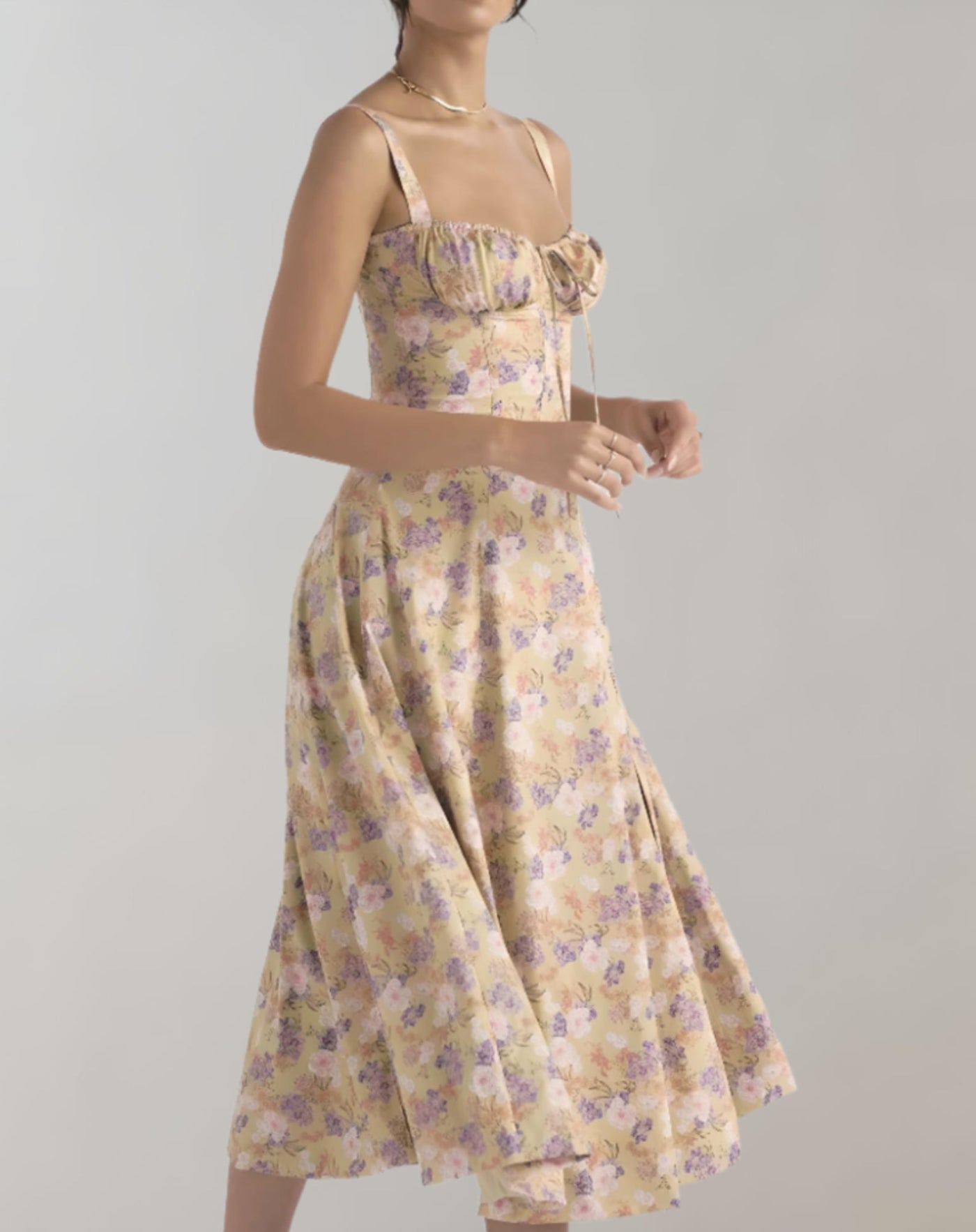 Midi-Kleid Mit Korsett Und Blumenmuster