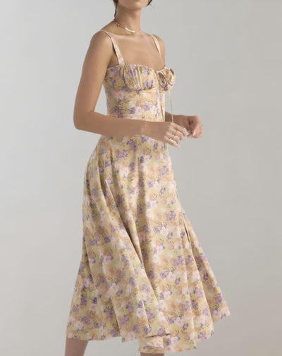 Midi-Kleid Mit Korsett Und Blumenmuster