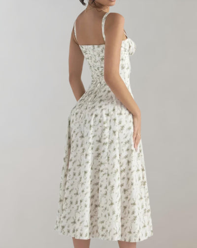 Midi-Kleid Mit Korsett Und Blumenmuster