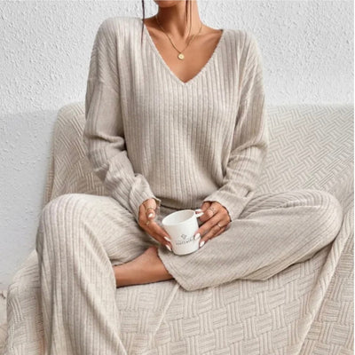 Daphne | Stilvolles geripptes Design Zweiteiliges Set für Damen