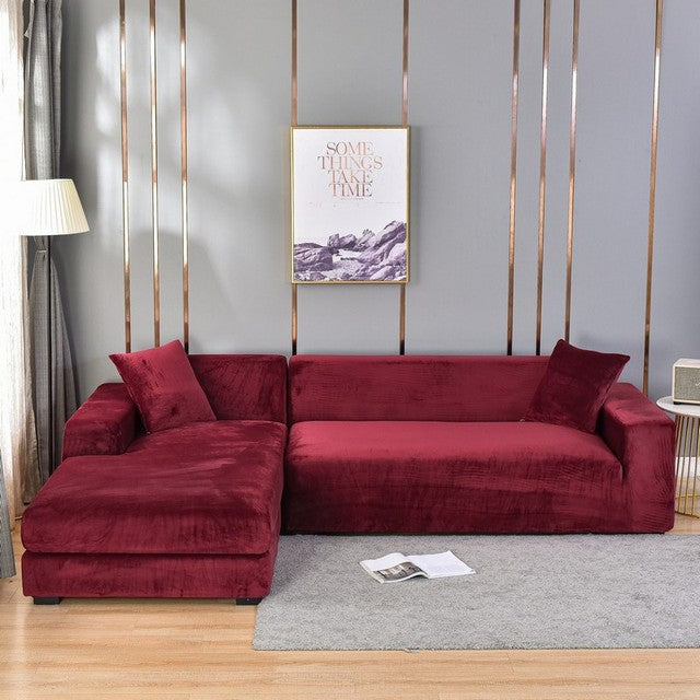 SofaRüstung™ Elastischer Sofabezug aus Samt