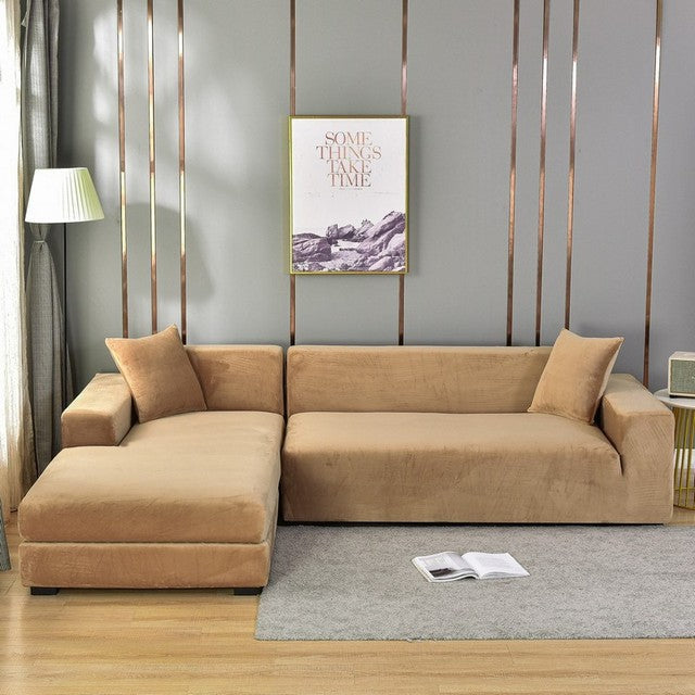 SofaRüstung™ Elastischer Sofabezug aus Samt