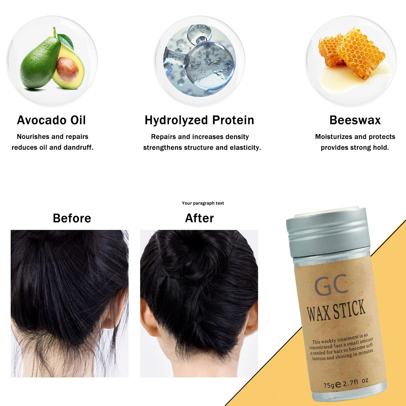 Haarwachs Stick | Starker Halt & Anti-Frizz | Für alle Haartypen | Natürlich & Reisetauglich