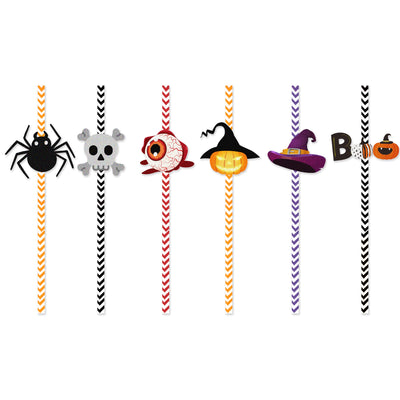 SchrecklicheStrohhalme™ Halloween Horror Papierstrohhalme (24 Stück)
