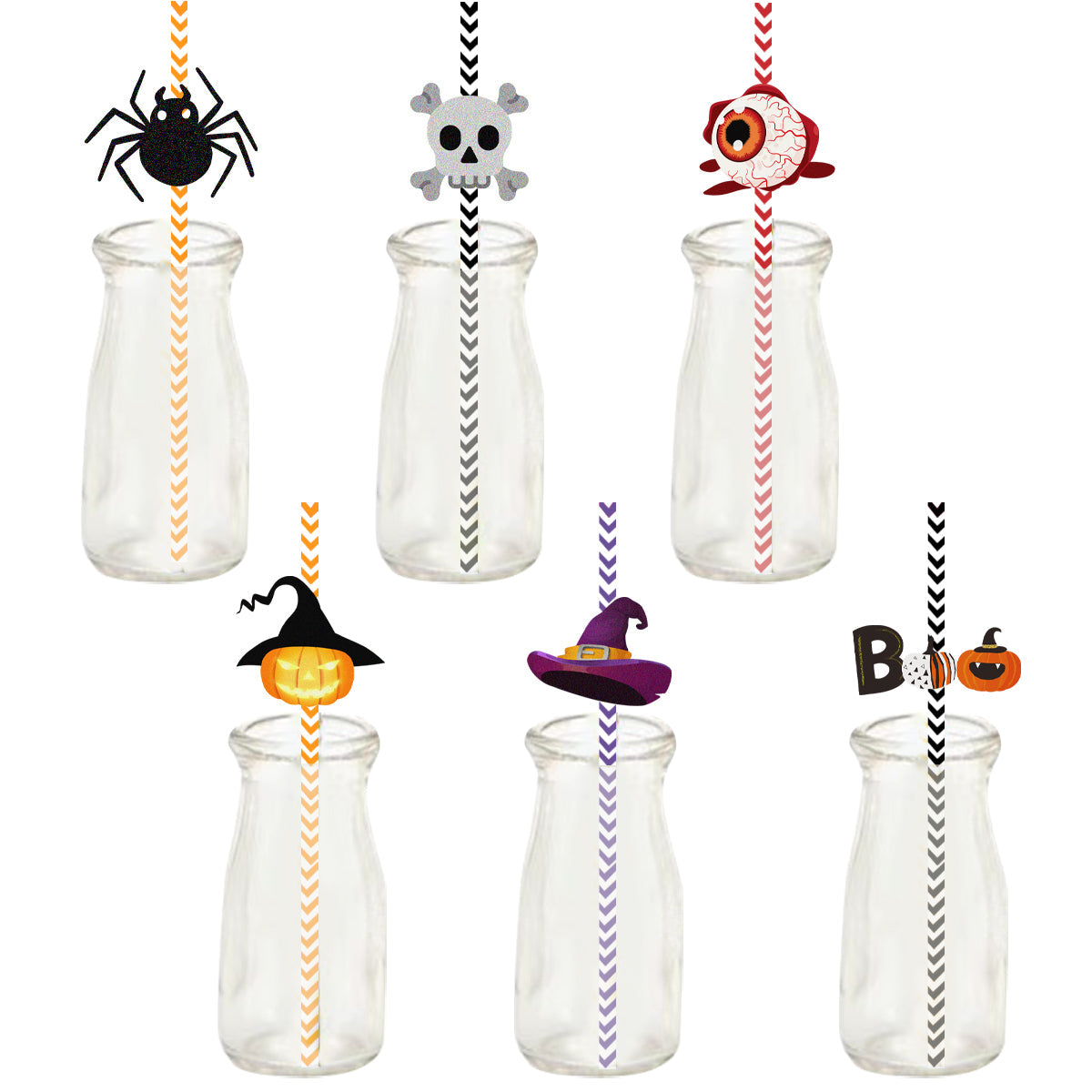 SchrecklicheStrohhalme™ Halloween Horror Papierstrohhalme (24 Stück)