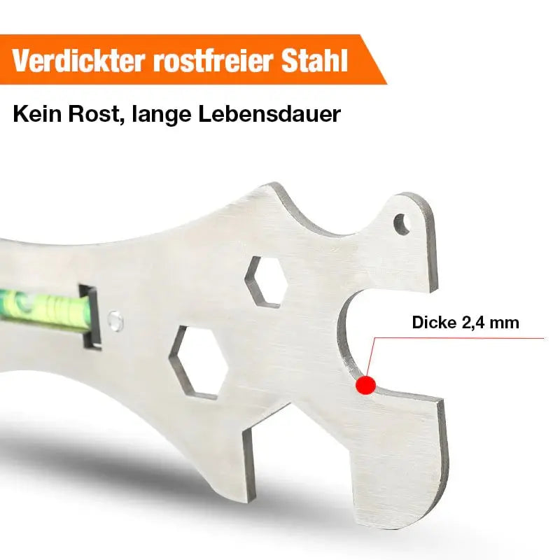 Multifunktionaler Winkelschlüssel | Edelstahl | Für Wasserhahnmuttern & enge Räume | Anti-Rutsch Design