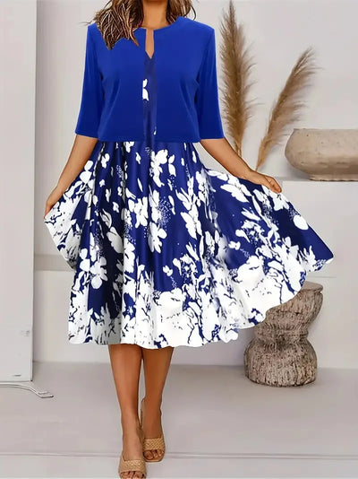 Damen Sommerkleid mit Blazer | Midi-Länge | Elegantes 2-teiliges Set | Vielseitig kombinierbar