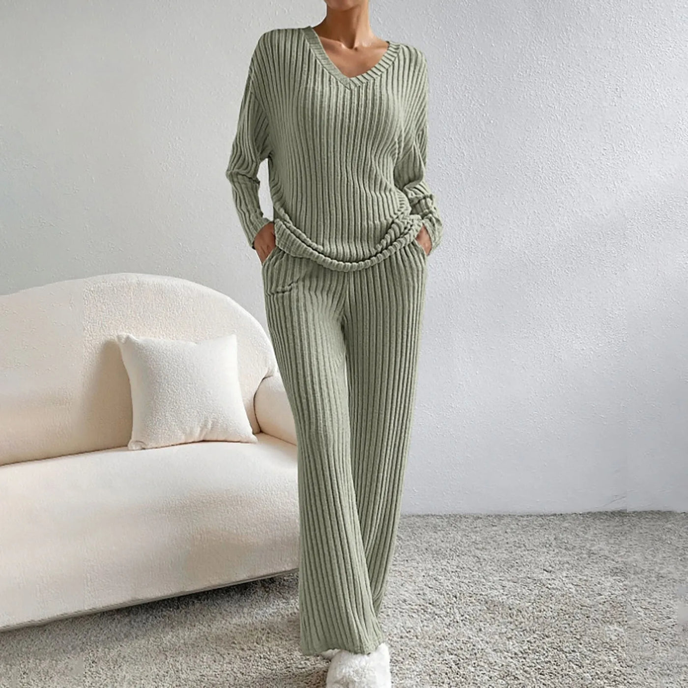 Daphne | Stilvolles geripptes Design Zweiteiliges Set für Damen