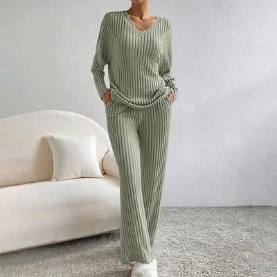 Daphne | Stilvolles geripptes Design Zweiteiliges Set für Damen