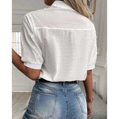 BellaVita™ – Weiße Damenbluse mit stilvollen Puffärmeln